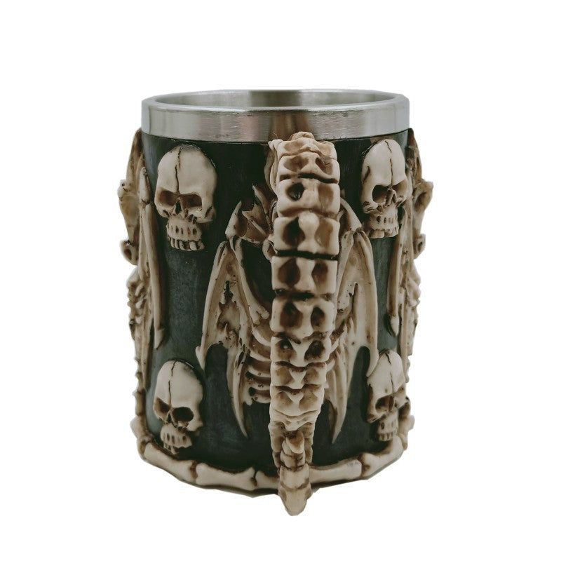 Resin stainless steel skull mug